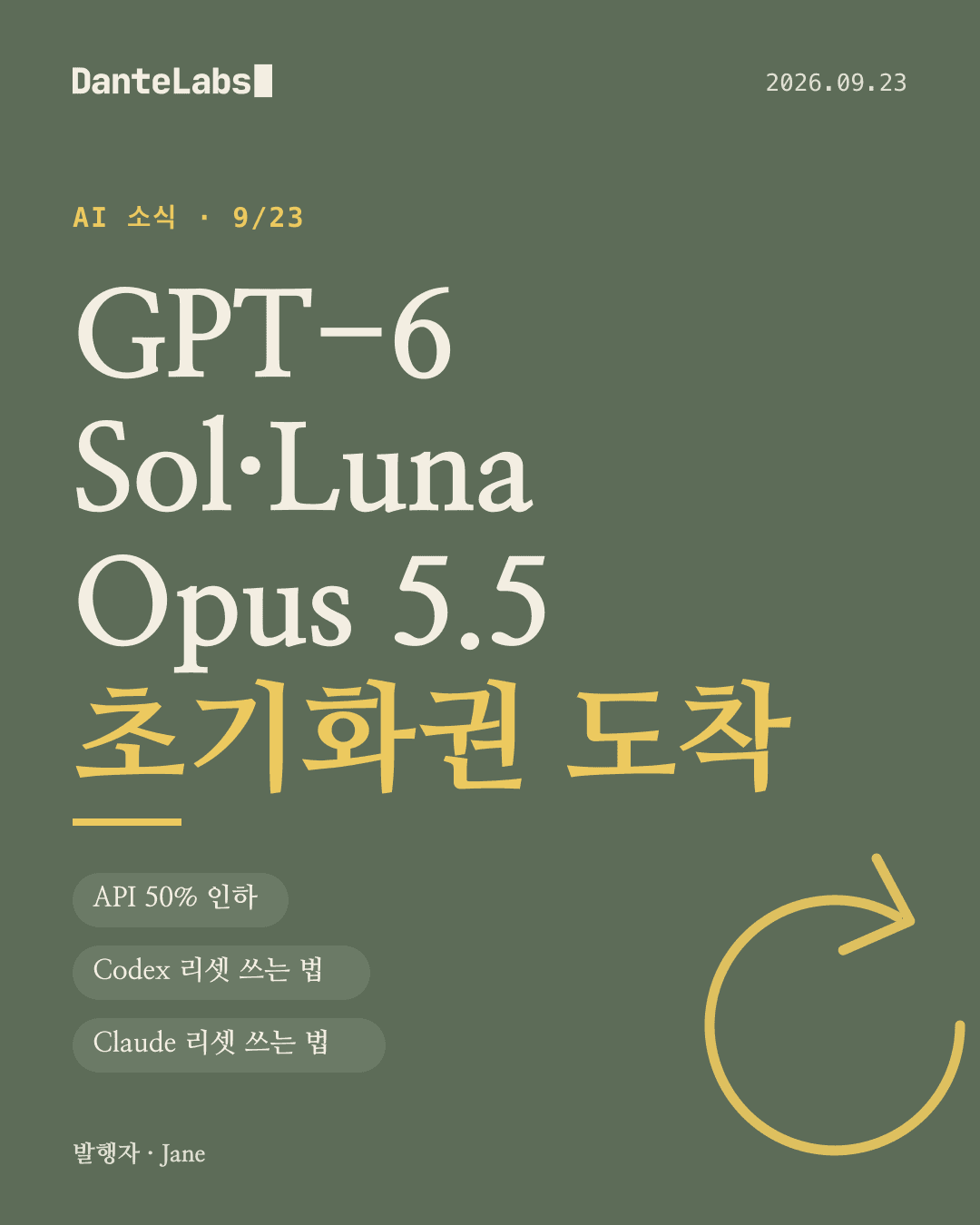 AI 소식 9/23 표지: GPT-6 Sol·Luna Opus 5.5 초기화권 도착 — GPT-6 Sol·Luna 공개, Claude Opus 5.5 출시, Codex 초기화권 지급, Codex 초기화권 쓰는 법, Claude 초기화권 쓰는 법